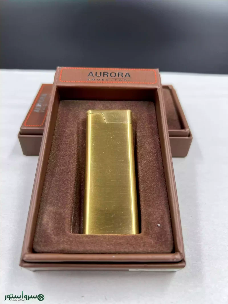 فندک Aurora مدل اسلیم رنگ طلایی کد 633-1