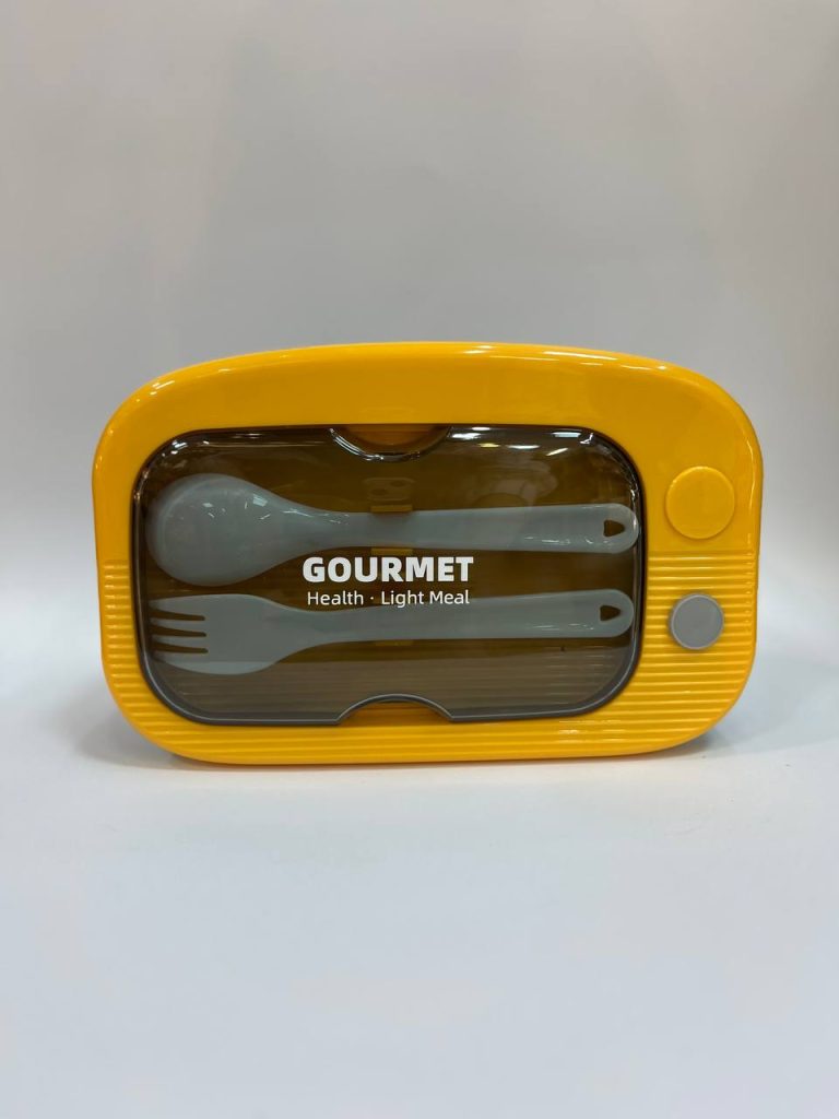 ظرف غذا مستطیلی سوپاپ دار gourmet- زرد سورمه ای