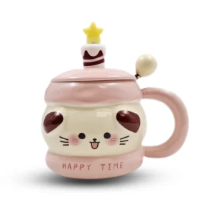 ماگ حیوانات و کیک happy time-صورتی