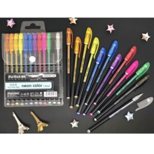 ست خودکار 12 رنگ اکلیلی CQ905-12 با جوهر ژله‌ای رنگی