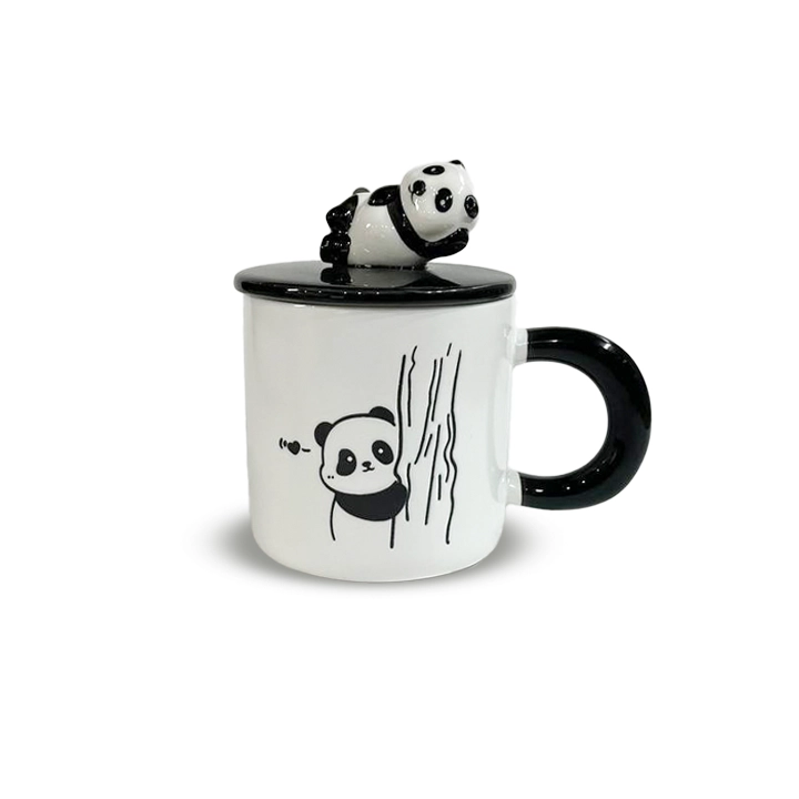 ماگ دربدار پاندا تپل لم داده سفید مشکی