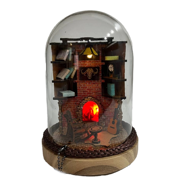 گوی تراریوم کتابخونه شومینه