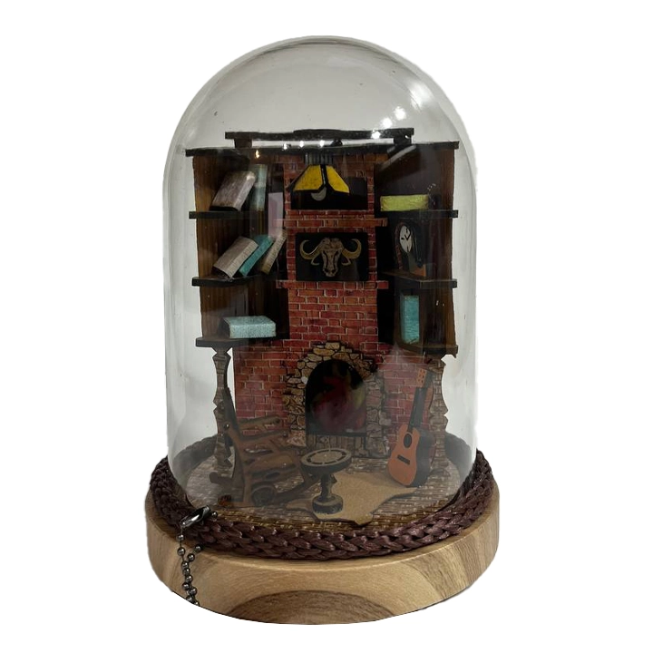 گوی تراریوم کتابخونه شومینه