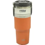 تراول ماگ تایسو مدل TS-8827 ظرفیت 750 میلی‌لیتر رنگ نارنجی با بدنه استیل دوجداره و نی استیل