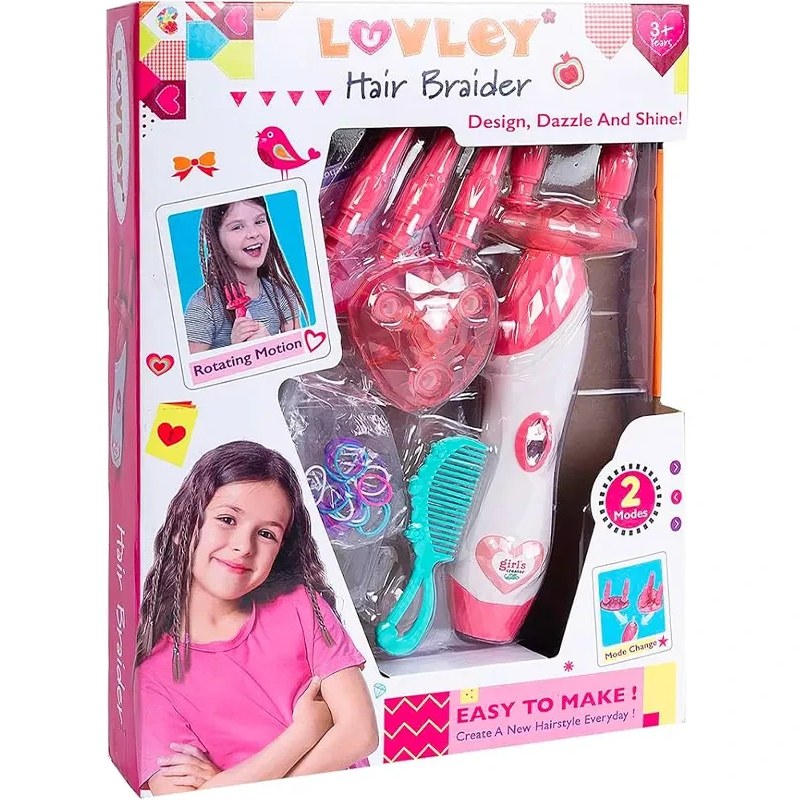 ست بافت مو دخترانه MBK-503 همراه دستگاه بافت مو، شانه و کش رنگی